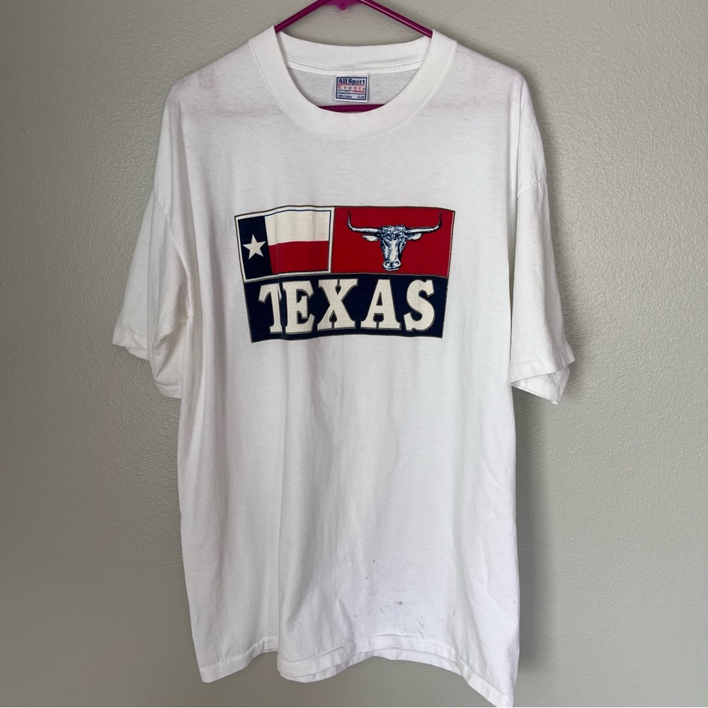 Vintage Single Stitch Texas Graphic Crew Neck T Shirt Size XL White Mens Tee